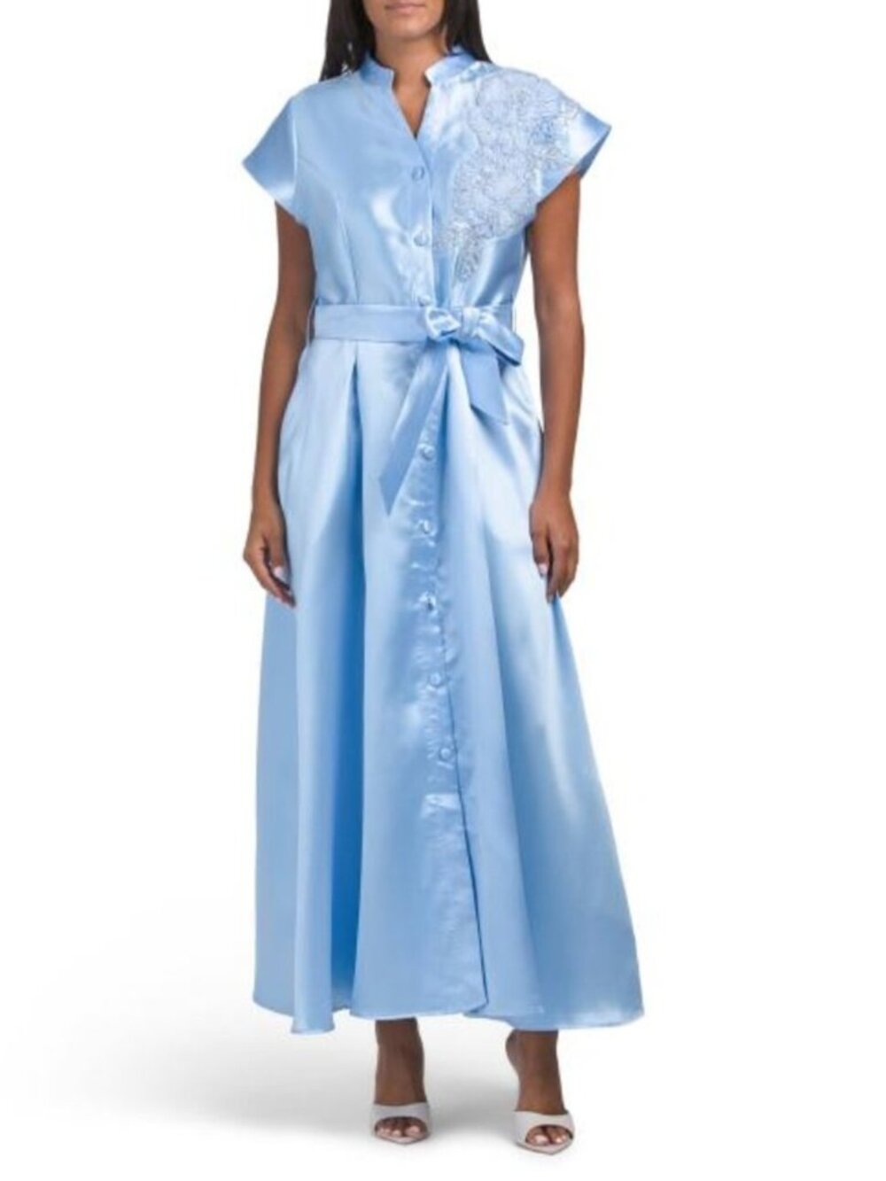 NANCY YANG 3d Applique Shirt Dress